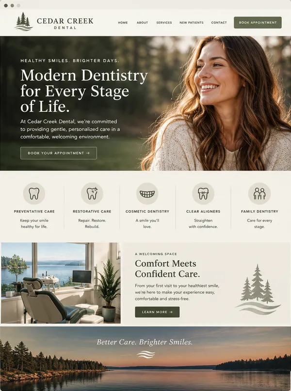 Concept homepage design for a dental office