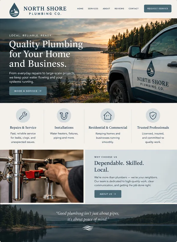Concept homepage design for a plumbing company